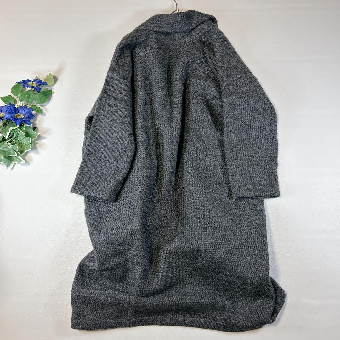 美品 evam eva プレスウールロングコート　カーディガン　Fサイズ