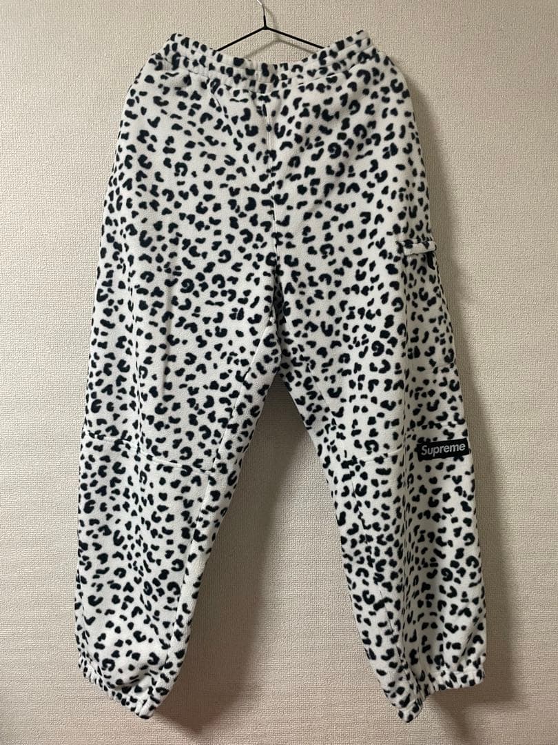 Supreme Polartec レオパード スウェットパンツ 白 黒 Lサイズ