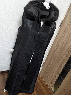 279　カシミヤ　カシミア　100％　ロングコート　毛皮　フォックス