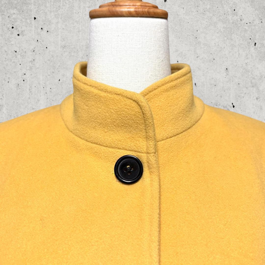 スペイン製Burberrysカシミヤ混ウールロングコートイエローヴィンテージ古着