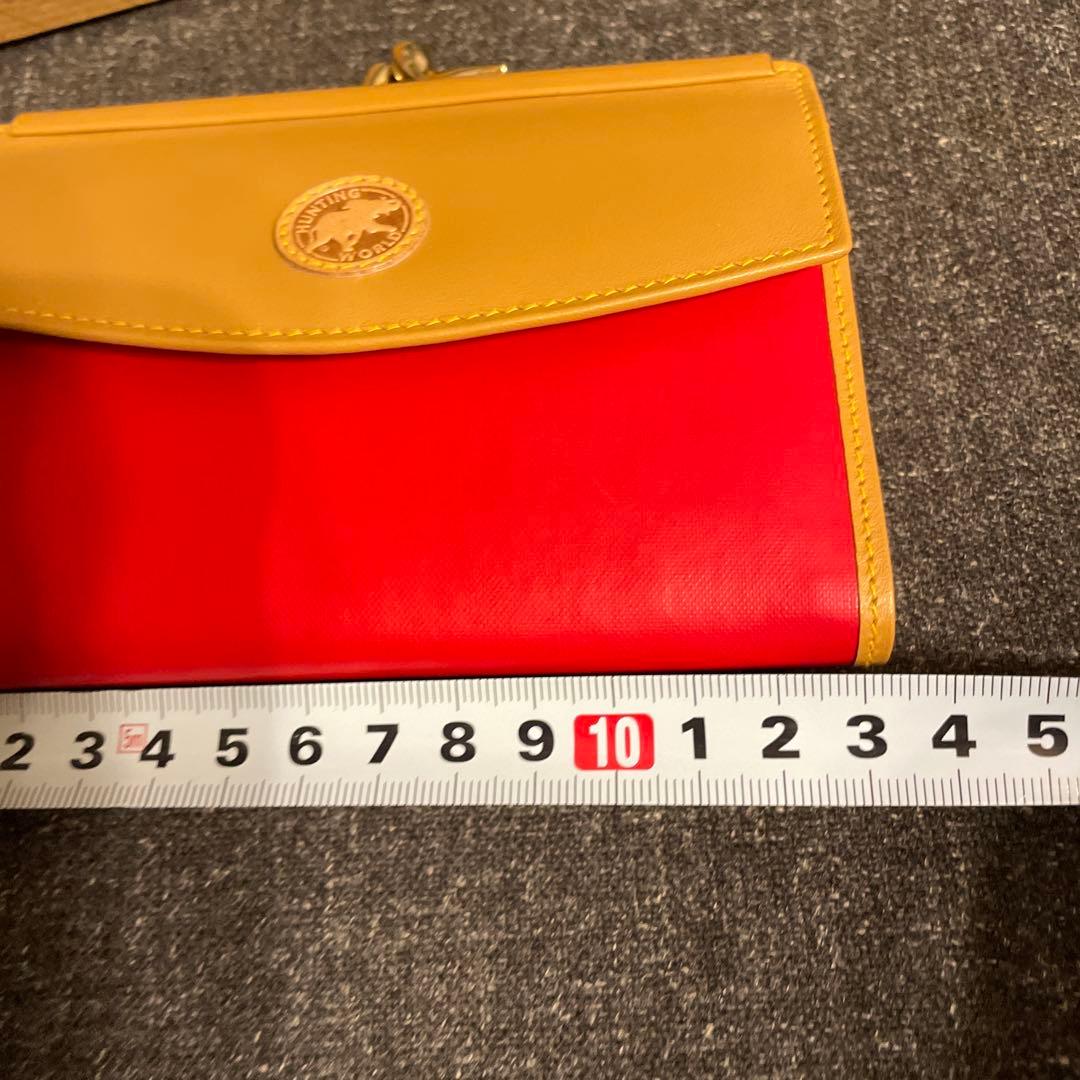 ハンティングワールド バチュークロス レッドナチュラル 二つ折りがま口財布　レア