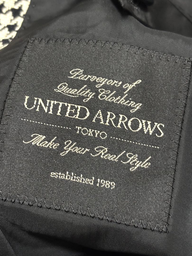 【極美品】ユナイテッドアローズ 千鳥　綿絹テーラードジャケット　50 メンズ