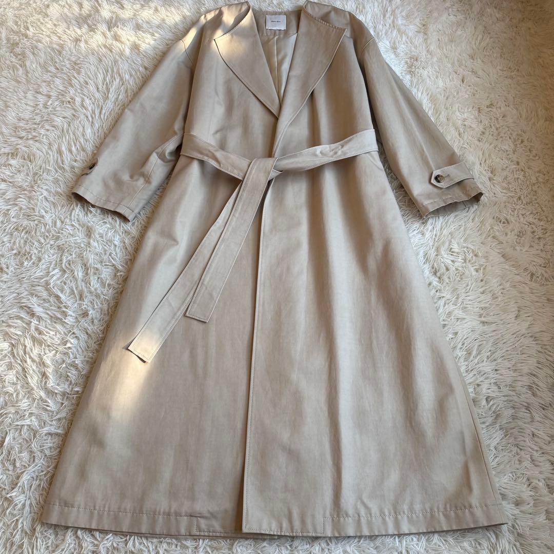 24SS Spick and Span C/Cu ノーカラートレンチコート M