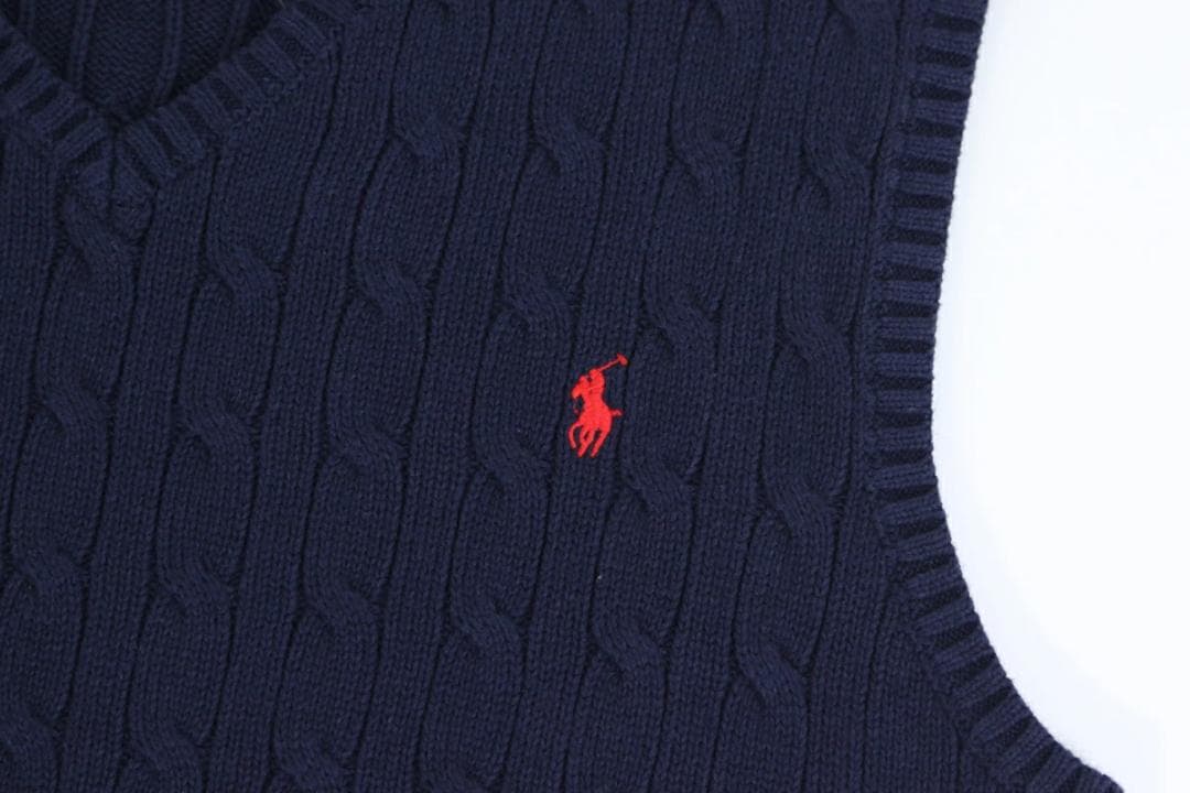 POLO Ralph Lauren ケーブルニットベスト ネイビー Vネック