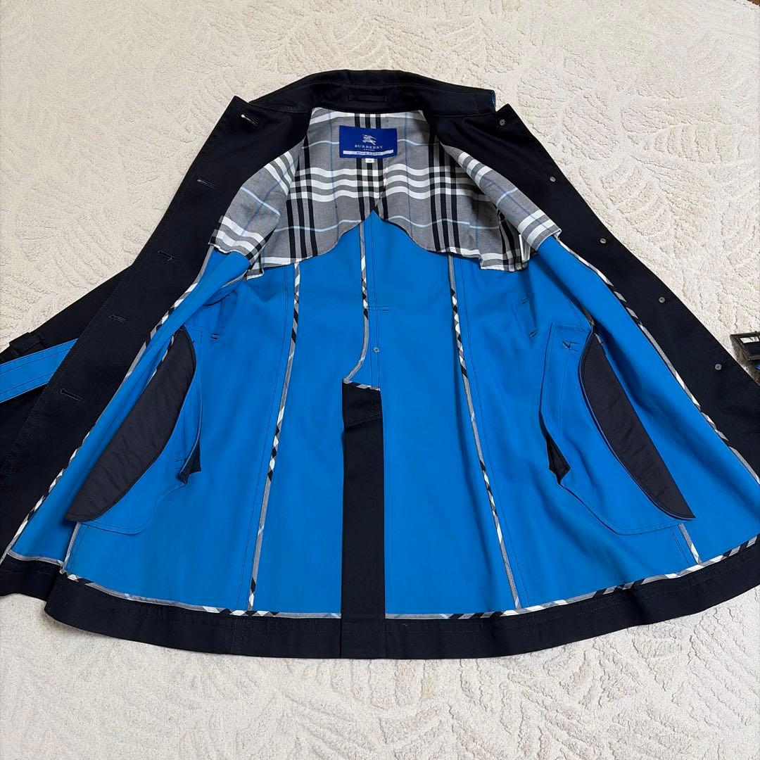 バーバリーブルーレーベル　トレンチコート　ネイビー×ブルー