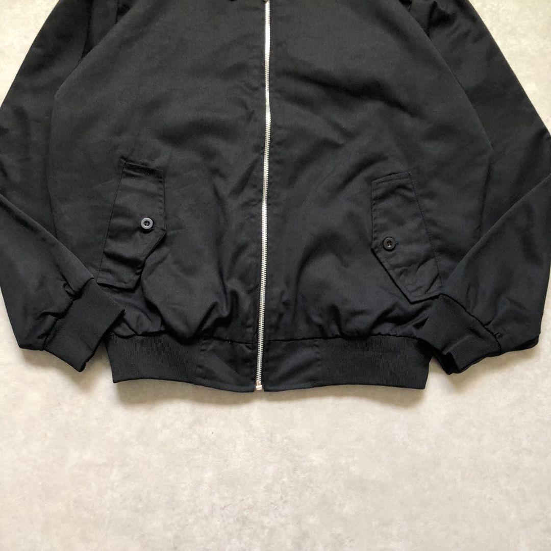 90s 極美品 L 黒 スイングトップ ハリントンジャケッ 裏地チェック古着G9