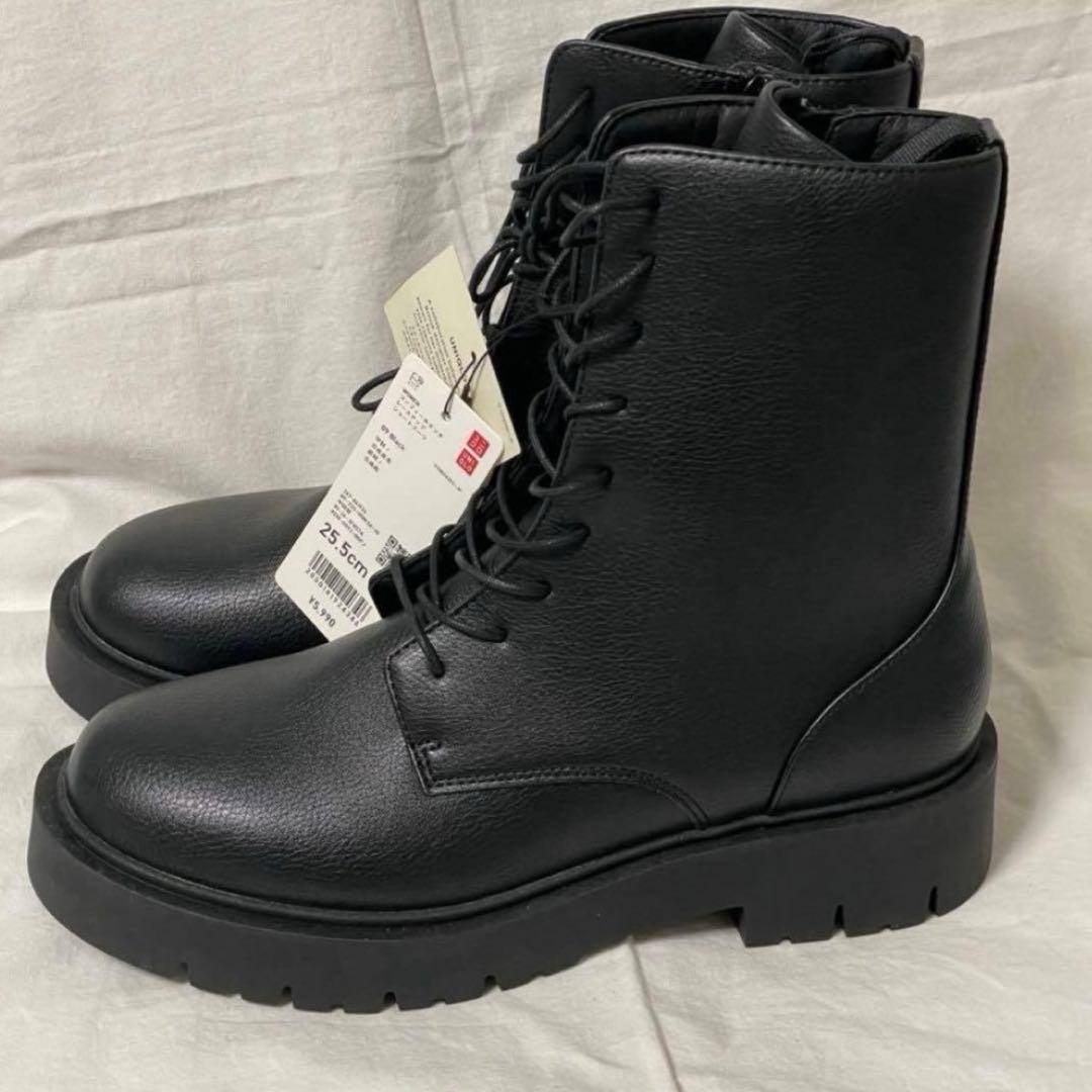 UNIQLO ブラック レースアップブーツ 25.5cm