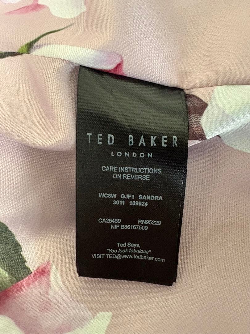 TED BAKER ウールコート 花柄裏地 ベルト付 グレー 美品