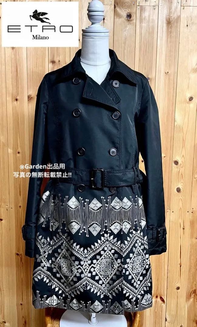 K*u様 美品！ETRO Milano エトロ 中綿あり トレンチコート 黒 ★