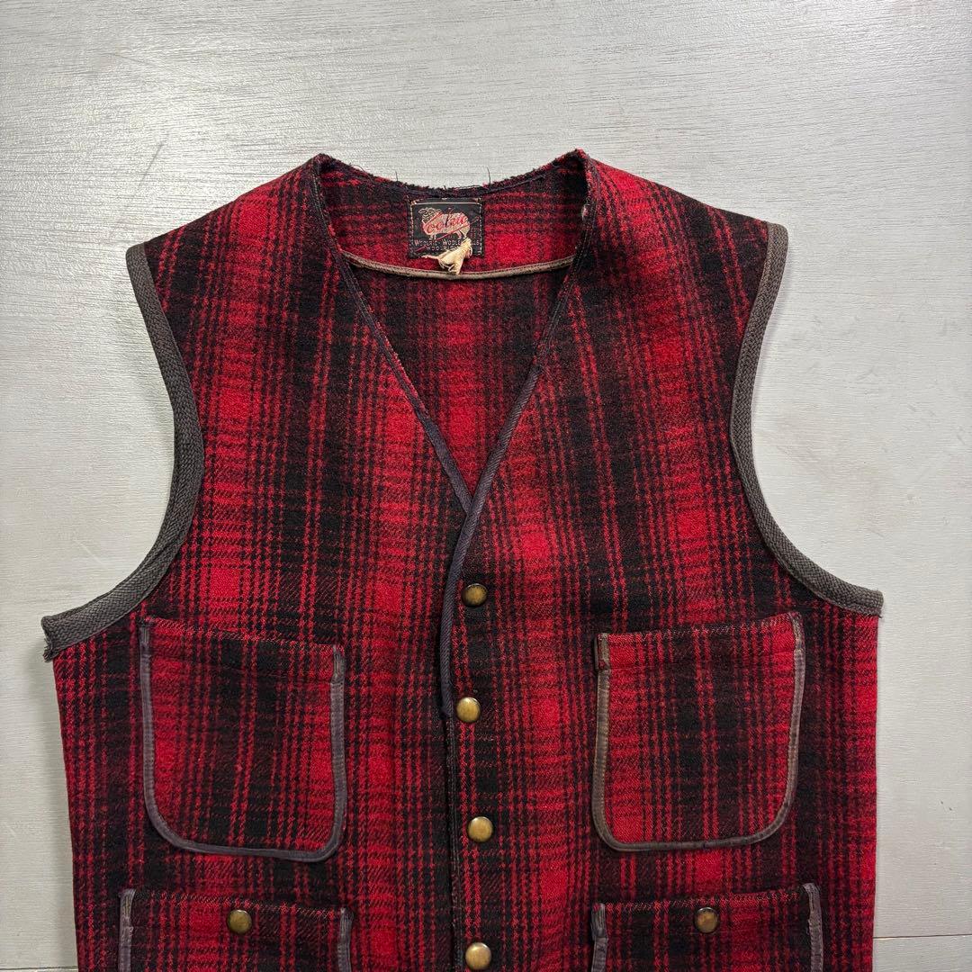 50s Woolrich ウールリッチ ベスト　４ポケット シンチバック M