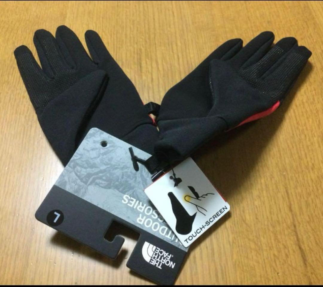 ノースフェイス　スマホ対応　ETIP グローブ　黒／赤　Ｌ　新品未使用タグ付き